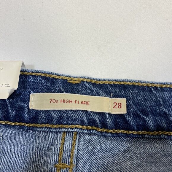 Levi's 70's High Flare Jeans Women 28x32 Blue Big E Distressed American Denim - Picture 6 of 14